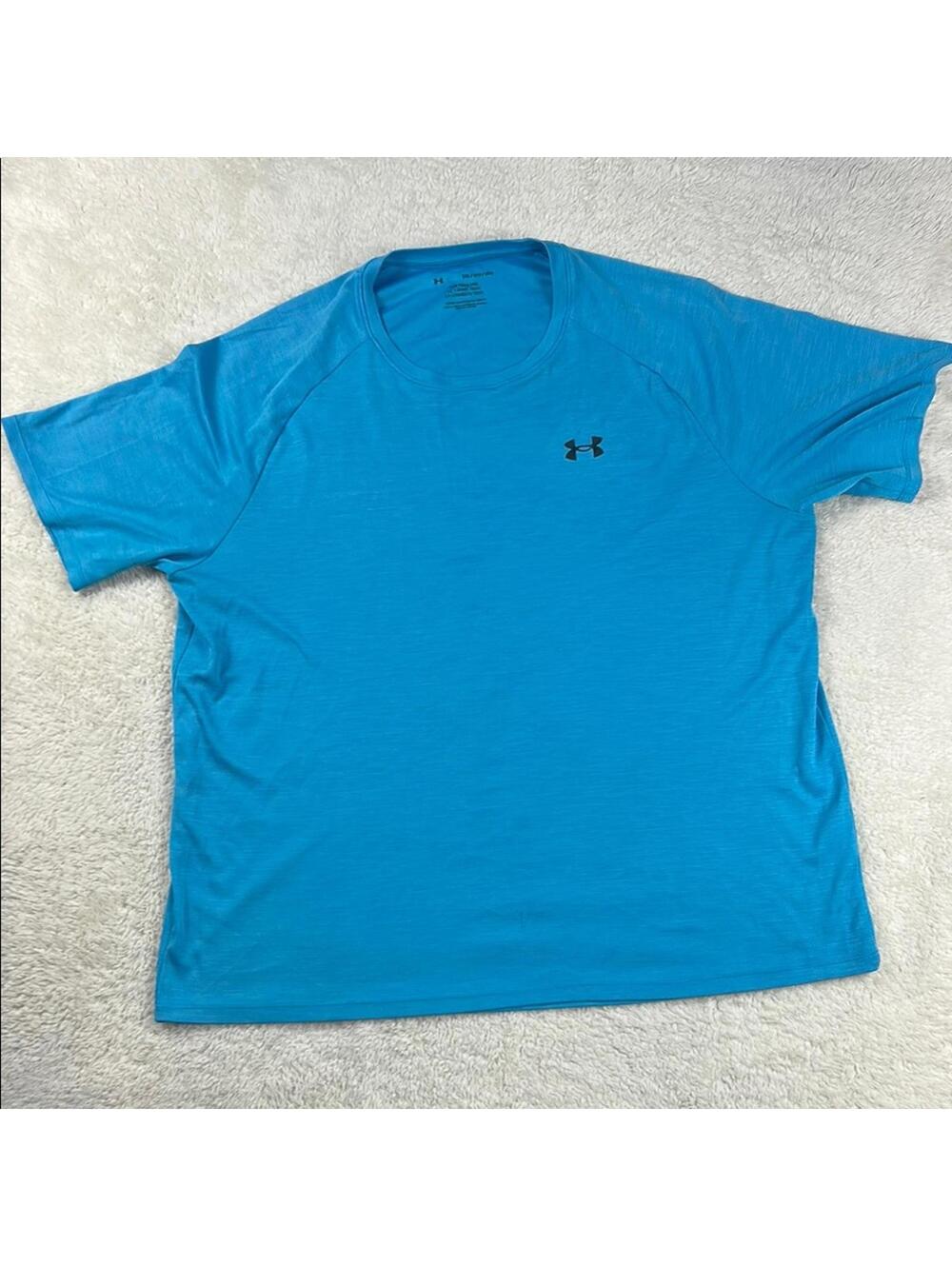 Under Armour HeatGear Sky Blue Performance Shirt Men's Sz 2XL Workout Tee